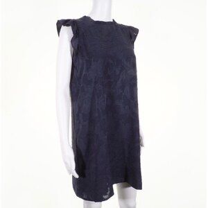 Ann Taylor Loft Short Sleeve Floral Textured Dress XS Blue/Gray